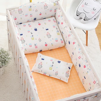 7PCS pilnas Komplektas Lovelė Kūdikių Patalynės Komplektas Medvilnės Rožinis Debesis Modelis Lovelę Lovos Įdėklas Kūdikiui, Lova Nustatyti,(4bumper+lapo+antklodė +pagalvė)