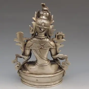 8.27 colių /Tibeto sidabro vario Budos statula baltoji tara Tibeto Budizmas metalo rankdarbiai