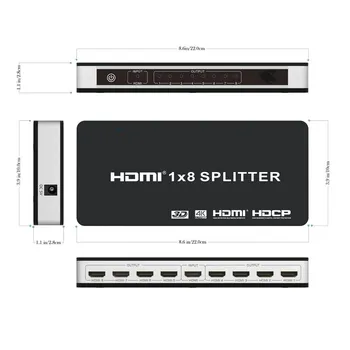 8 Port HDMI Splitter 1X8 1 Įvesties 8 Išėjimo 4K@60 hz 3D HDMI 2.0 HDCP 2.2 Splitter Stiprintuvas Jungiklis Langelį 