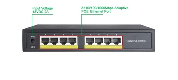 8 port visą Gigabit POE Switch 10/100/1000M jungiklis ieee802.3af/ne