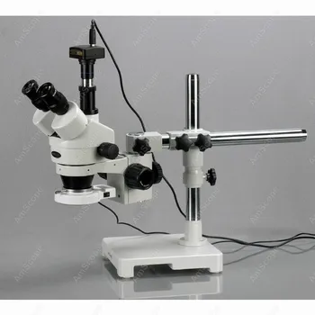 80-LED Bumas Stovi Mikroskopas--AmScope Prekių 3,5 X-90X Trinokulinis 80-LED Bumas Stovėti Stereo Mikroskopas + 3MP Kamera