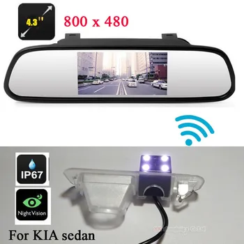 800 x 480 4.3 colių Automobilinis vaizdo Spalvos veidrodėliai ekranas+ HD WIRELESS CCD atbulinės eigos galinio vaizdo kamera Kia /rio sedanas atsarginės automobilių Stovėjimo aikštelė