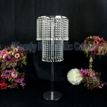 80cm Ūgio 2 pakopų Kristalų Stalo Puošmena su granulių sruogos Gėlių Stovas Vestuvių Dekoravimas