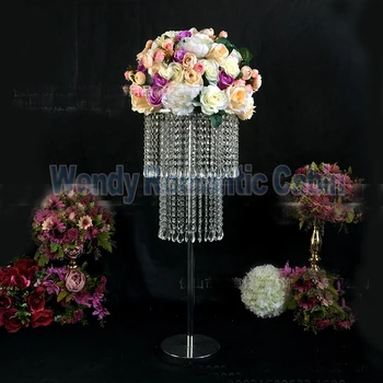 80cm Ūgio 2 pakopų Kristalų Stalo Puošmena su granulių sruogos Gėlių Stovas Vestuvių Dekoravimas