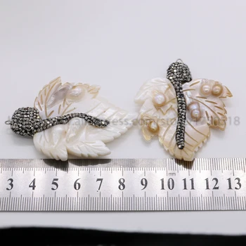 8PcsNatural shell perlų karoliukus, raižyti Klevo Lapų formos natūralių spalvų nutiesti cz druzy rasti rankų darbo papuošalai rasti 263