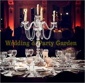90cm(H) kristalų stalo puošmena 5-arm žvakių laikiklis šviestuvai Vestuvių dekoravimas