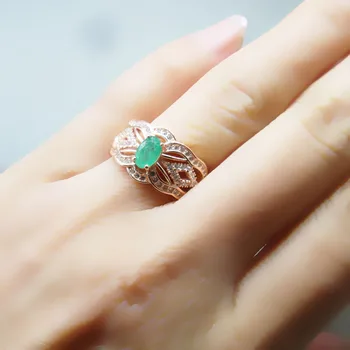 925 sterlingas sidabro Smaragdas Žiedai dovana moterims, papuošalai smaragdas Vestuvių žiedą žiedai Smulkūs Papuošalai j040601agml