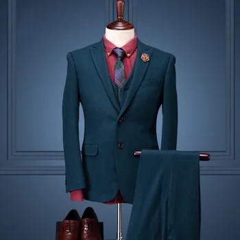 95%vilnos drabužių rudens-žiemos vyrų oficialių verslo vestuvių jaunikis kostiumą rinkiniai vilnoniai paltai+liemenė+ziajać vyrų slim fit kostiumas rinkiniai
