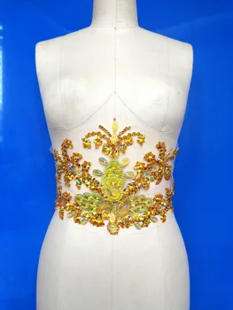 A111 Auksinių Rankų kristalai apdaila pleistrai siūti Cirkonio aplikacijos 43*19cm viršuje suknelė, sijonas priedų