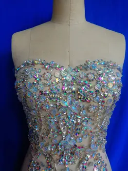 A15 Rankų kristalai apdaila pleistrai aišku, AB spalva siūti Cirkonio aplikacijos 48*32cm viršuje suknelė sijonas 