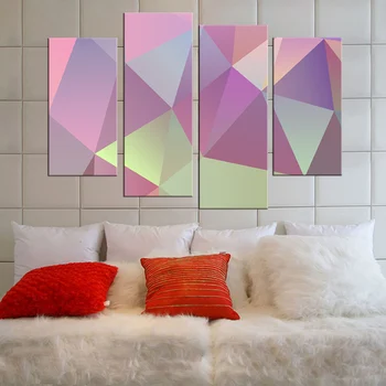 Abstract color geometric drawing painting canvas mural art home decoration living room canvas poster modern paint 4 pieces / set