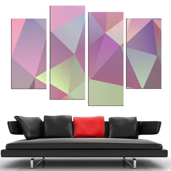 Abstract color geometric drawing painting canvas mural art home decoration living room canvas poster modern paint 4 pieces / set