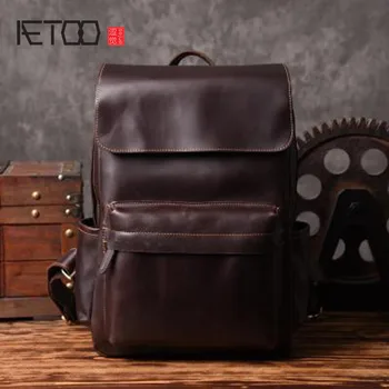 AETOO Europa ir Jungtinės amerikos valstijos retro pečių maišą vyrai kelionių kuprinė laisvalaikio pirmojo sluoksnio odos kompiuterio krepšys mokyklos stiliaus