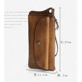 AETOO Rankų darbo odinis ilgai piniginės daugiafunkcinis vyrų retro rankinės, odos didelės talpos telefono krepšys
