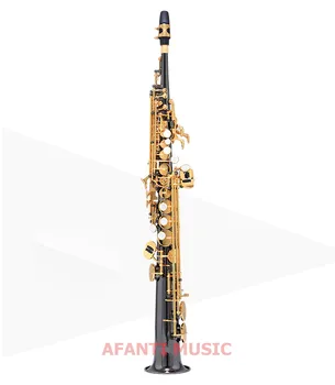 Afanti Muzikos Bb tonas / Žalvario korpusas / Juoda Nikelio, Aukso Sopranas Saksofonas (ASE-329)