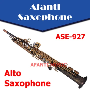 Afanti Muzikos Bb tonas / Žalvario korpusas / Juoda Nikelio, Aukso Sopranas Saksofonas (ASE-927)