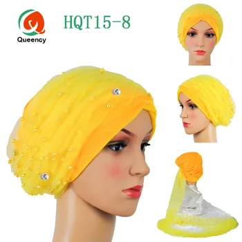 Afrikos headtie su karoliukais net turbaną 13colors afrikos turbaną gele headwrap kieta moteris panele headtie afrikos scraf karšto pardavimas.