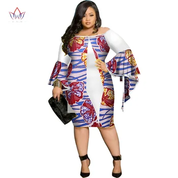 Afrikos heidi bazin Vaškas Spausdinti Suknelės Moterims 2018 Dashiki Sudurti Suknelė Plius Dydis 6xl Afrikos Moterys Šalis Drabužių WY2619