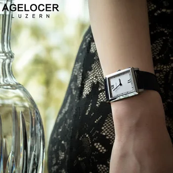 Agelcoer Šveicarija Atsitiktinis Moterų Laikrodžiai natūralios Odos Diržas Minimalizmas Mados Kvarco Ponios Žiūrėti Vandeniui Su Dovanų dėžutė