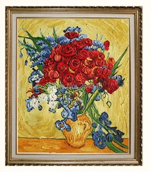 Aguonos ir Rainelės Koliažas, Vincent Van Gogh Gėlių Aliejaus Tapybos Reprodukcijos natiurmortas Tapybos Drobė Meno Rankomis Dažyti