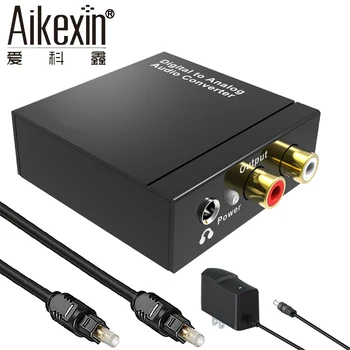 Aikexin DAC Skaitmeninio į Analoginį Garso Keitiklis Optinis Coax RCA R/L 3,5 mm Adapteris 3,5 mm Lizdas su optinis kabelis