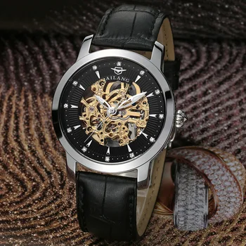 AILANG Naujas Sporto laikrodis Vyrams Skeletas Automatinis Mechaninis laikrodis Aukso Skeletas Derliaus Vyro Riešo Žiūrėti Top Brand Prabanga A082