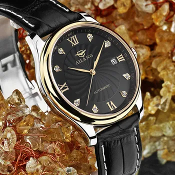 AILANG Prekės Mechaninė Laikrodžius kalnų krištolas Aukso, Sidabro Tiksli Laikrodis Vintage Laisvalaikio Dosniam Aukštos Klasės Vyrai Žiūrėti A009