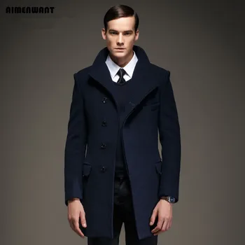 AIMENWANT Russian 2017 mens woolen windbreaker M-XXXL plus size Europe single breasted quality winter warm jacket sales man coat