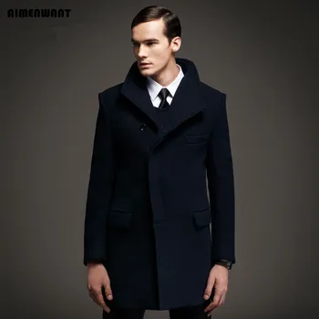 AIMENWANT Russian 2017 mens woolen windbreaker M-XXXL plus size Europe single breasted quality winter warm jacket sales man coat