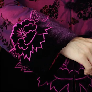 Akcijos Violetinė Kinijos vidutinio amžiaus Moterų Šilko Satino Wadded Striukė Siuvinėjimo Tango Kostiumą, Viršutiniai M L XL XXL, 3XL 4XL