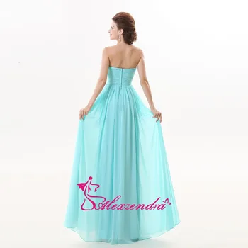 Alexzendra Mėlynos spalvos Šifono Karoliukai Brangioji Bridesmaid Suknelę, Vestuvių Elegantiškas Šalis Suknelė Pamergės Suknelė