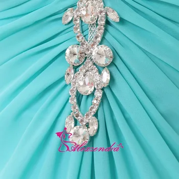 Alexzendra Mėlynos spalvos Šifono Karoliukai Brangioji Bridesmaid Suknelę, Vestuvių Elegantiškas Šalis Suknelė Pamergės Suknelė