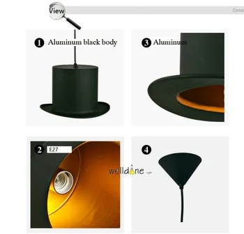 Aliuminio skrybėlių pakabų lempos juodas dangtelis JEEVES AND WOOSTER pakabukas šviesos kabinti apšvietimo valgomasis salė, drabužių parduotuvė