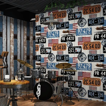 American retro tapetai loft pramoninės vėjo plakato foną asmenybės grafiti kavinė baras fono sienos KTV Tapetai Roll