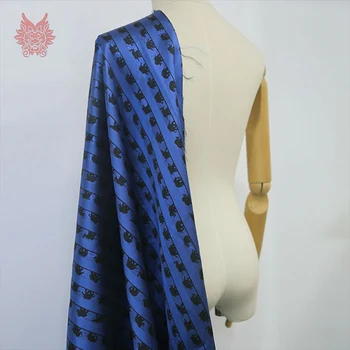 Amerikietiško stiliaus prabangūs royal mėlyna su juoda dramblys spausdinti audinio pavasario, rudens dress kailis dryžuotas tela tejido SP3595