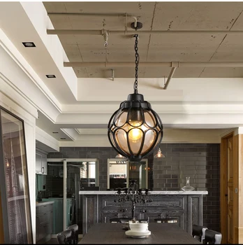 Amerikos pramonės Loft restoranas balkonas koridoriaus lempos įėjimo baras šviestuvo šviesą stiklo kamuolys vieno žibintas