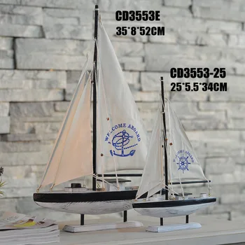 Amerikos Spalvingi Mediniai Mini Buriavimas Valtys Amatų Papuošalai Viduržemio Jūros Regiono Stiliaus Kūrybos Buriavimo Laivo Modelį, Dovanos, Namų Dekoro