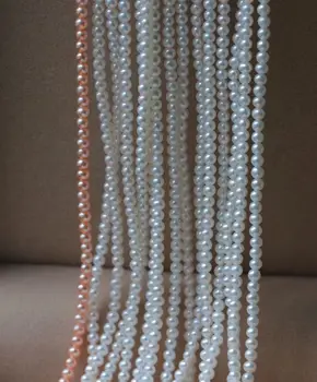 Amžinas vestuvių Moteris Dovaną žodis 925 Sterlingas sidabro nekilnojamojo natūralių perlų karoliai, auskarai ound AAAA 3-4mm šviesos atkarpoje