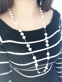 Amžinas vestuvių Moteris Dovaną žodis 925 Sterlingas sidabro nekilnojamojo naują mikro papuošalai, originalūs rankų formos baroko perlas ilgas megztinis cha