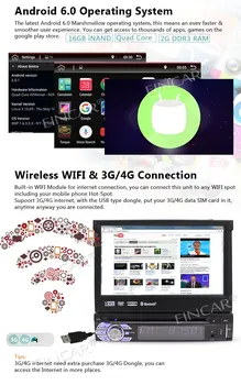 Android 6.0 1Din Auto radijas Stereo Multi ScreenCar DVD Grotuvas+GPS,BT,RDS,WIFI,Touch Ekranas + Galinio vaizdo Kamera + Nuotolinio Valdymo pultas