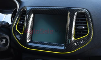 Anglies pluošto stiliaus anglies pluošto spalva Vidurio GPS Prietaisų Konsolės Apdaila 1pcs Accessoriesd Tinka Jeep Compass 2017