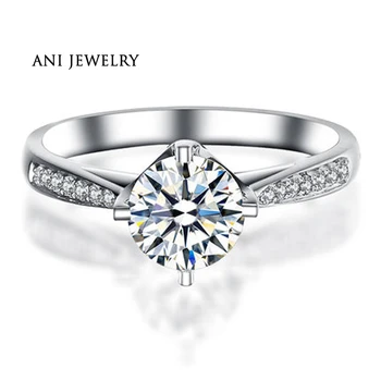 ANI 18K White Gold (AU750) Vestuvių Žiedą, Natūralios, Sertifikuotos I-J/SI 0.65 CT Round Cut Diamond Bijoux Anillos Moterų Sužadėtuvių Žiedai
