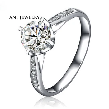ANI 18K White Gold (AU750) Vestuvių Žiedą, Natūralios, Sertifikuotos I-J/SI 0.65 CT Round Cut Diamond Bijoux Anillos Moterų Sužadėtuvių Žiedai