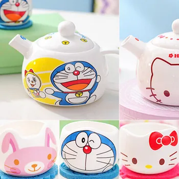 Animacinių filmų 5vnt/set vieną puodą keturi puodeliai arbatos katė puodeliai arbatos rinkiniai japonų keramikos, kavos, arbatos rinkinys, Mielas Anime, Taurės, Puodeliai, Arbatinukas Rinkinys