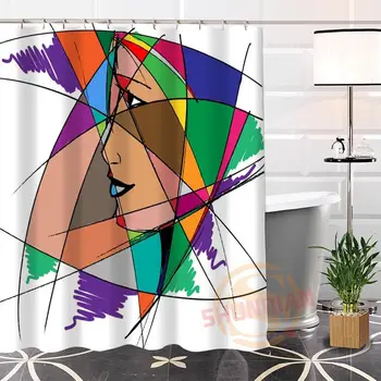 Animacinių filmų graži mergina Moderni Dušo Užuolaidos Karšto Naujas Ekologiškas Užsakymą Unikalus vonios kambarys Su Kabliais, Vonia, širmos, užuolaidų