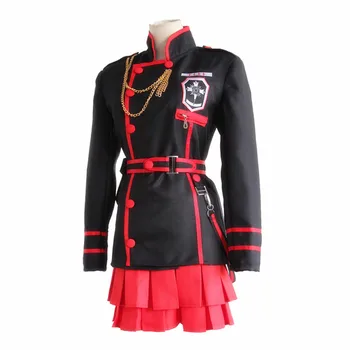 Anime D. Gray-man Linali Lenalee Allen Walker Cosplay Kostiumas Juodos spalvos mokyklinę Uniformą Qutfit Kostiumas Pilnas Komplektas