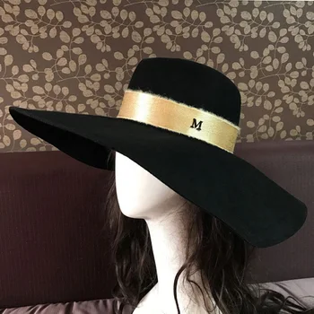 Ankstyvą pavasarį nauja vata, didelio pastoge M raidės skrybėlę Seras 16 cm pločio kraštų skrybėlę Europos ir Amerikos vėjo skėtį nuo saulės kepurė