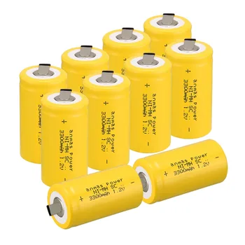 Anmas galia!naujų prekių !10vnt sub c SC baterija Ni-Cd akumuliatoriaus įkrovimo baterija (akumuliatorius 56 g 3300mh tab-GELTONA spalva 4.25 CM*2.2 CM