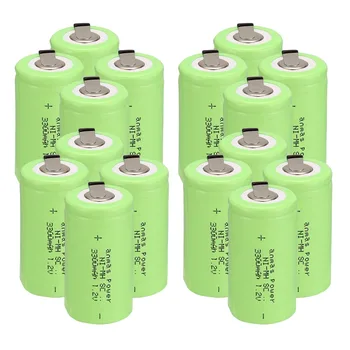 Anmas galia!naujų prekių !16pcs sub c SC baterija Ni-Cd akumuliatoriaus įkrovimo baterija (akumuliatorius 56 g 3300mh tab-žalia spalva 4.25 CM*2.2 CM