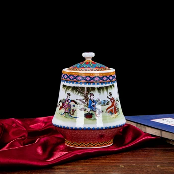 Antikvariniai Europos Stiliaus Jar Royal Keramikos Emalio Filtras Porceliano Caddy Pastelinių Namų Puošybai Jingdezhen Konteineris Su Dangteliu